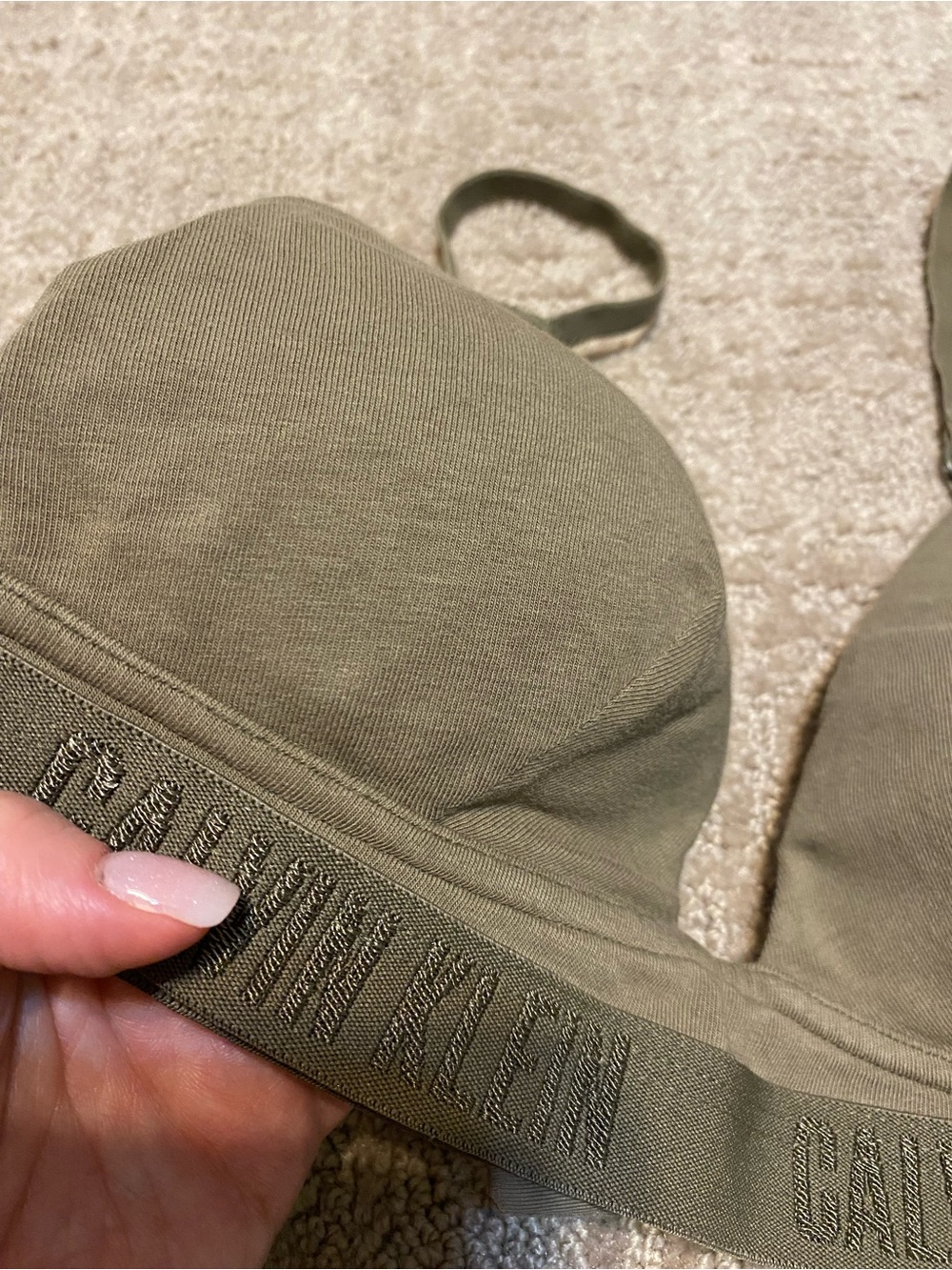 {Calvin Klein} Cotton Sport Bra | Olive Green ~ Size Small - Picture 3 of 15